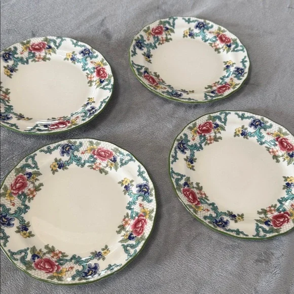 Royal Doulton Florandora Green 1981 Bread and Butter Pate T. C. 1127 Fine China - Picture 11 of 11